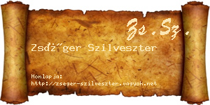 Zséger Szilveszter névjegykártya